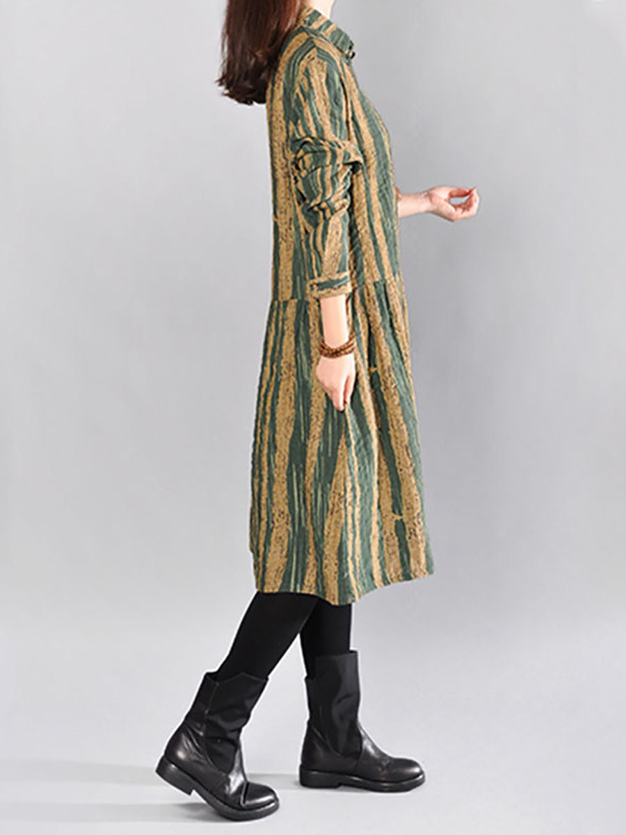 Lässiges Kleid aus 100 % Baumwolle mit Streifen für Damen in Übergröße