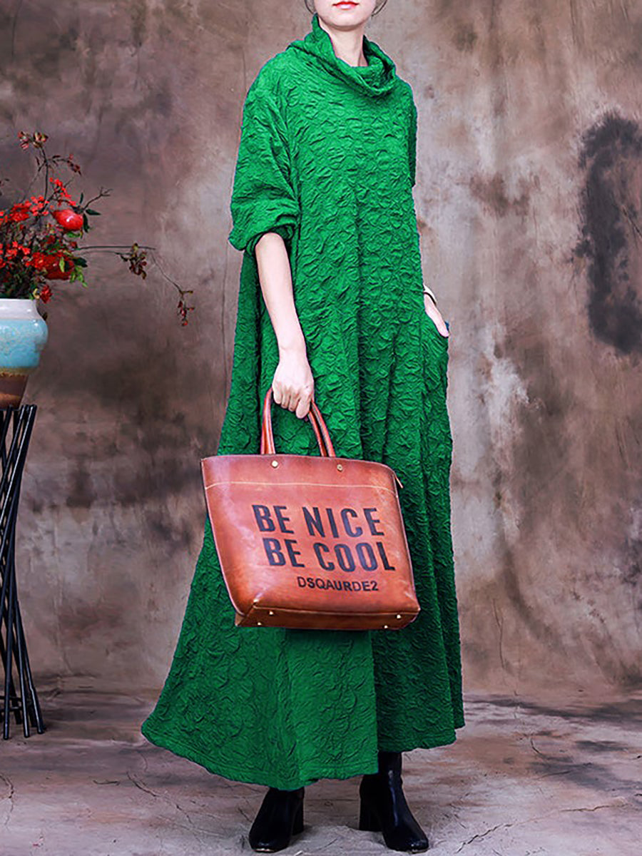 Plus Size Maxikleid mit Taschen und langen Ärmeln für Damen
