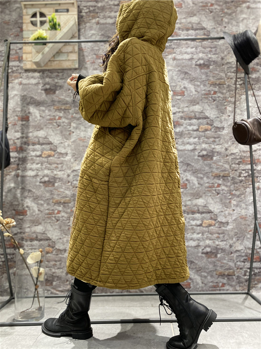 Plus Size Winter Damen Wattierte Kleidung mit Kapuze Kleid