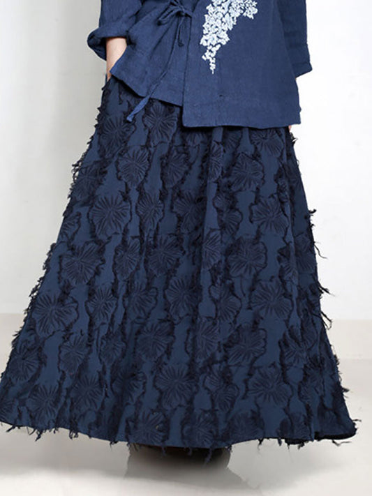 Jupe printemps-été à poches et taille élastique grande taille