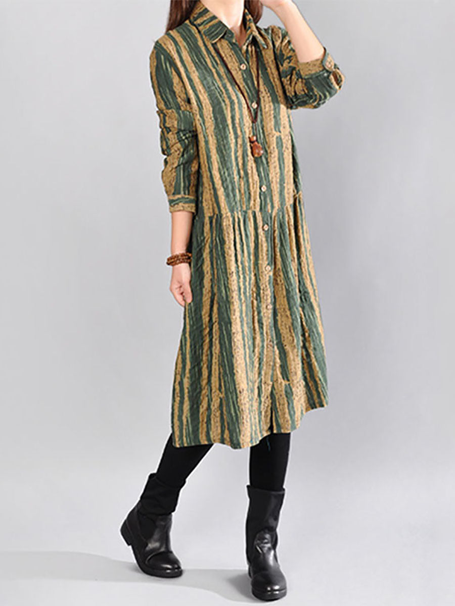 Lässiges Kleid aus 100 % Baumwolle mit Streifen für Damen in Übergröße