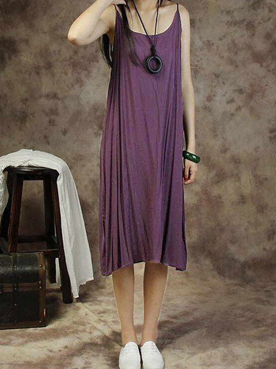 Einfarbiges Trägerkleid aus Baumwolle für Damen in Übergröße