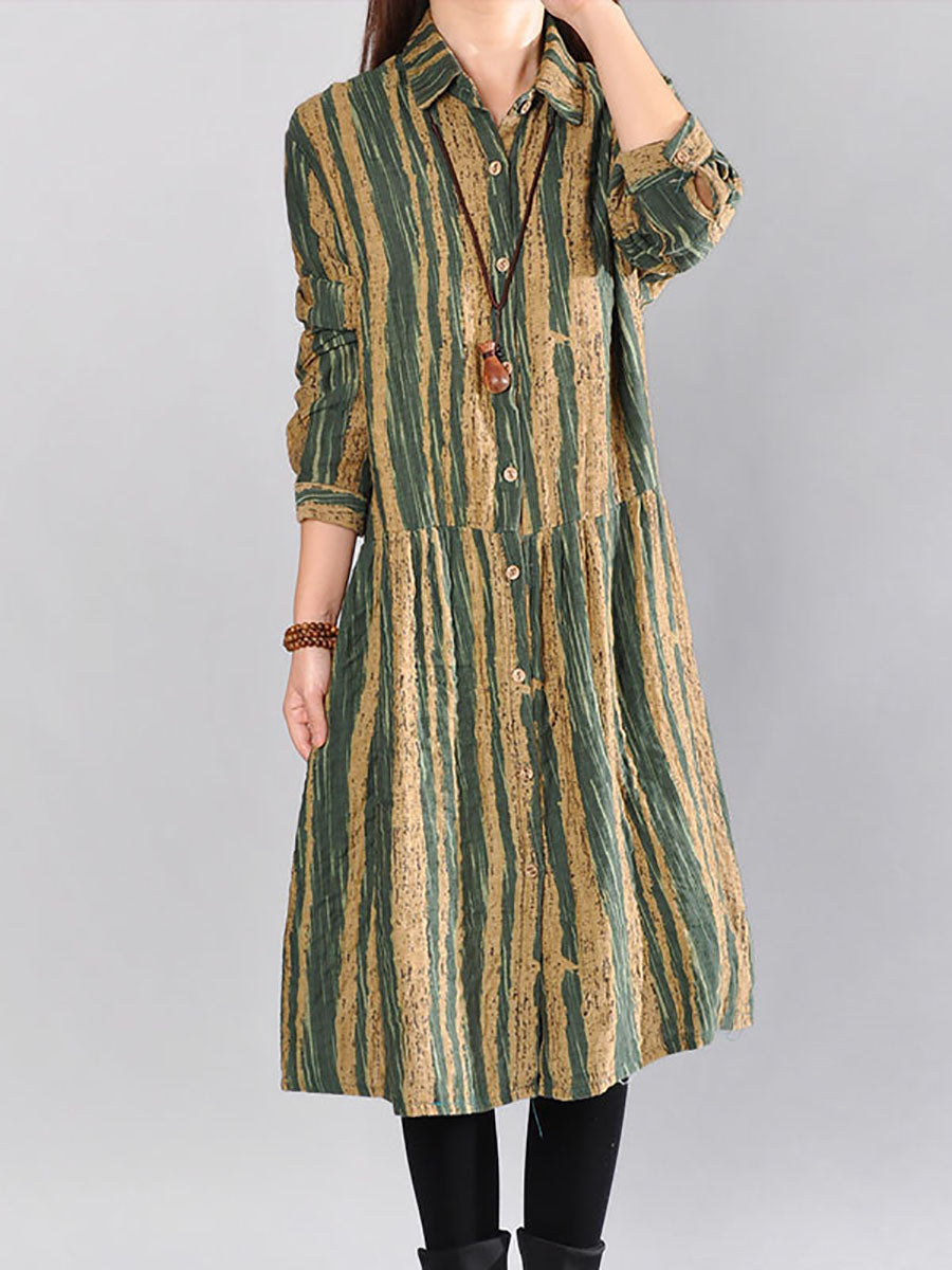 Lässiges Kleid aus 100 % Baumwolle mit Streifen für Damen in Übergröße