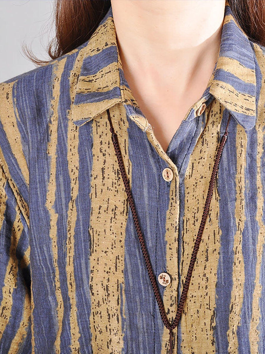 Lässiges Kleid aus 100 % Baumwolle mit Streifen für Damen in Übergröße