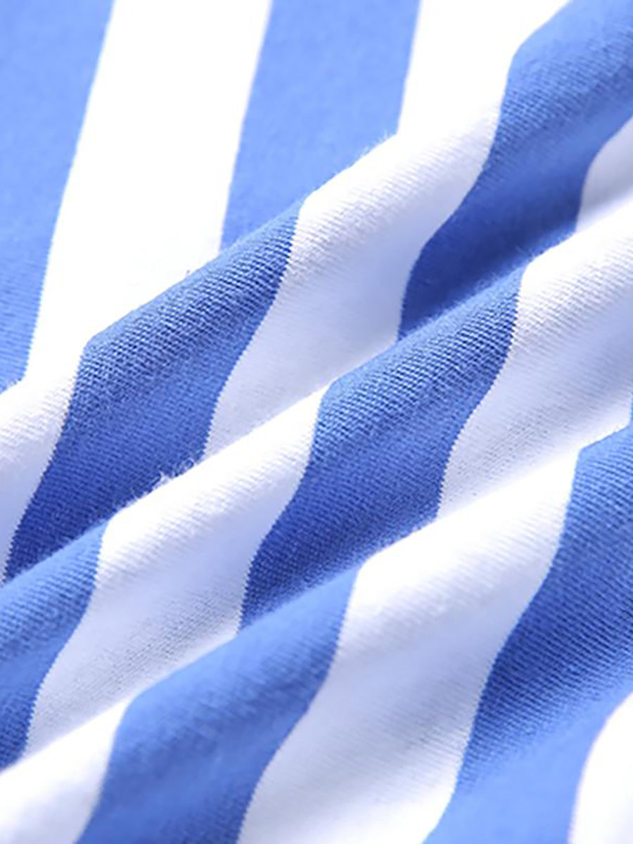 Übergröße - Buykud 100 % Baumwolle, gestreiftes Freizeit-T-Shirt
