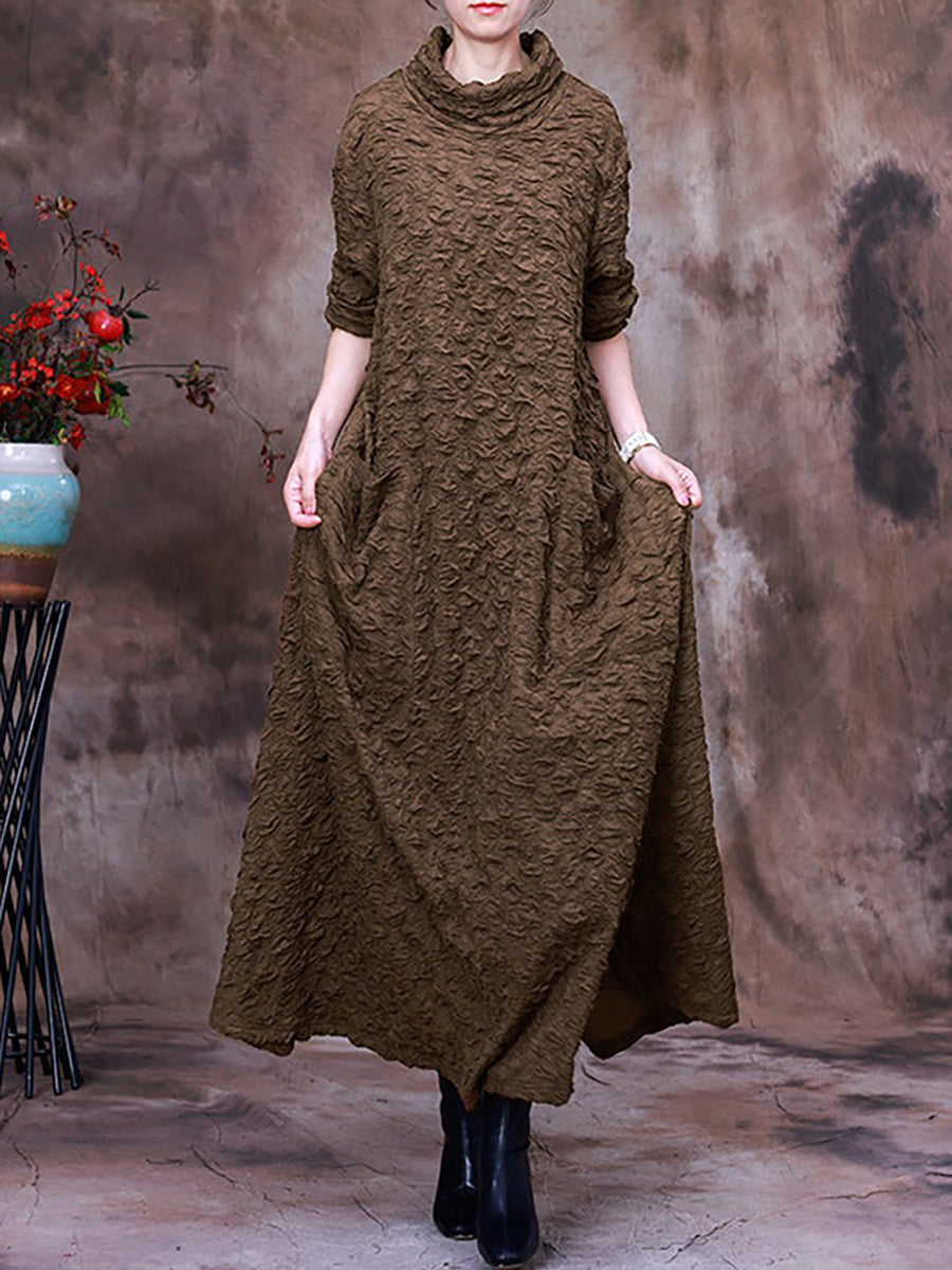 Plus Size Maxikleid mit Taschen und langen Ärmeln für Damen