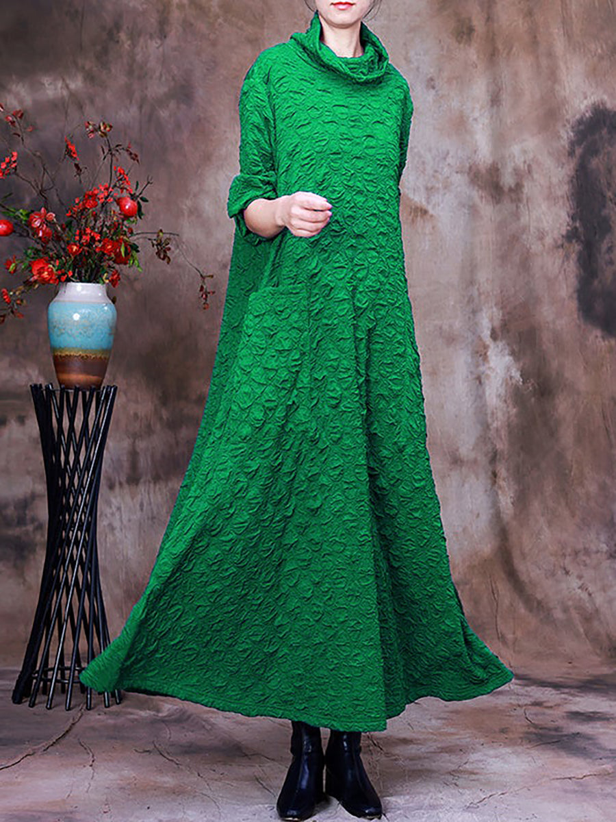 Plus Size Maxikleid mit Taschen und langen Ärmeln für Damen