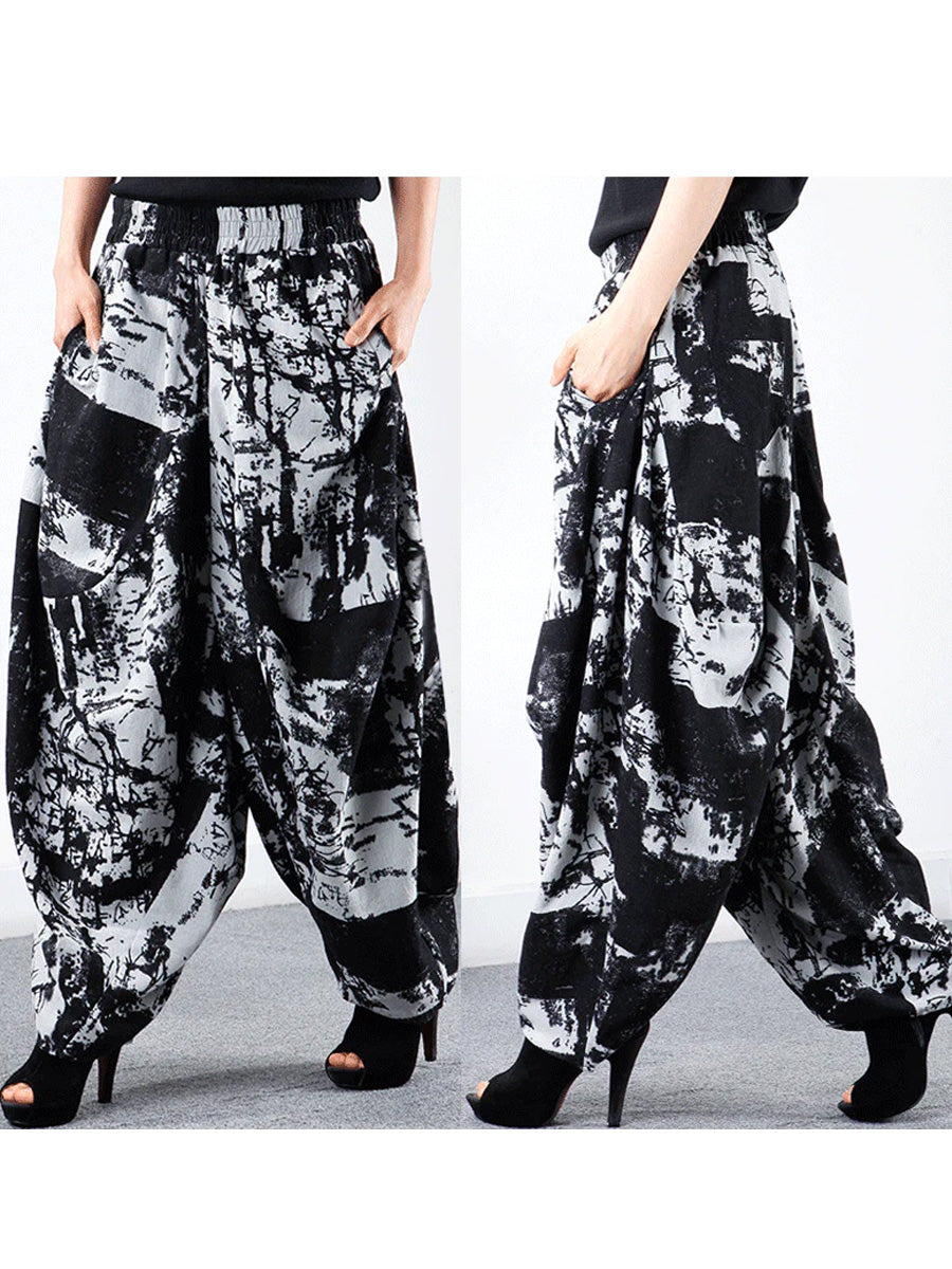 Bequeme Pumphose mit Retro-Print in Übergröße