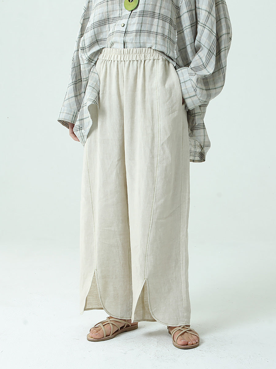 Leinenhose mit weitem Bein für Damen in Übergröße
