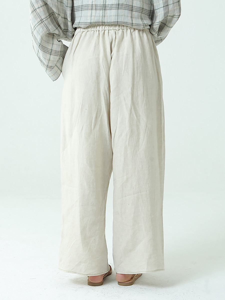 Leinenhose mit weitem Bein für Damen in Übergröße