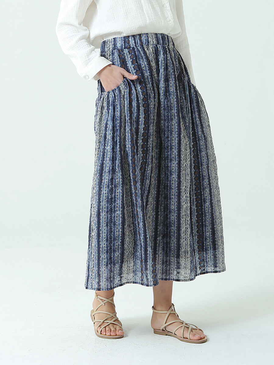 Jupe ample à taille élastique en coton grande taille pour printemps et été
