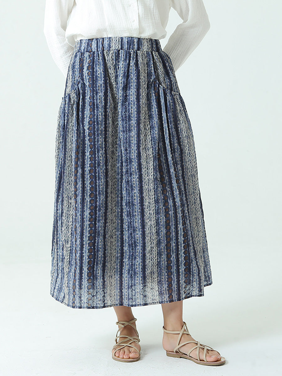 Jupe ample à taille élastique en coton grande taille pour printemps et été