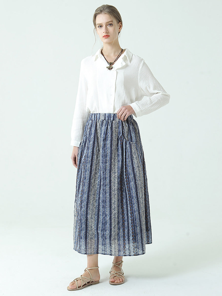 Jupe ample à taille élastique en coton grande taille pour printemps et été