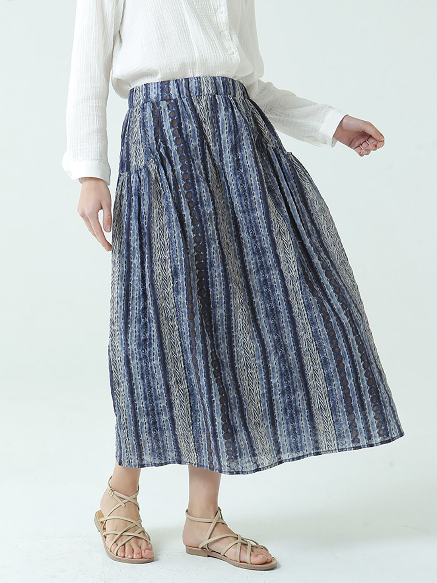Jupe ample à taille élastique en coton grande taille pour printemps et été