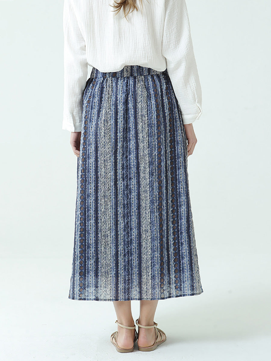 Jupe ample à taille élastique en coton grande taille pour printemps et été