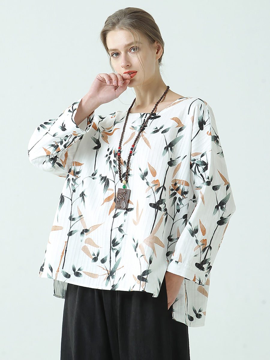 Plus Size Langarm T-Shirt mit Rundhalsausschnitt und Schlitz
