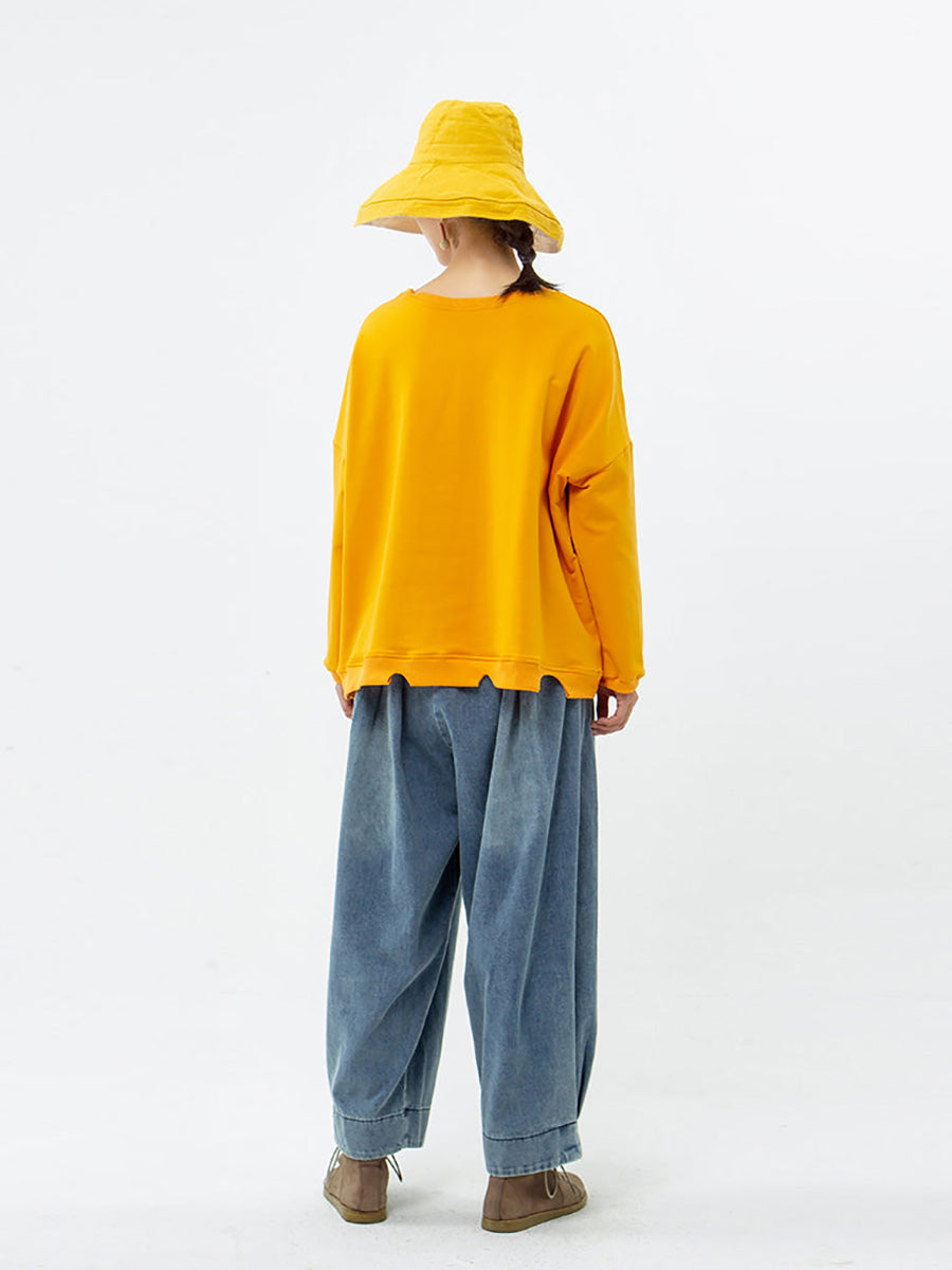 Handgefertigtes bedrucktes Sweatshirt aus 100 % Baumwolle in Übergröße