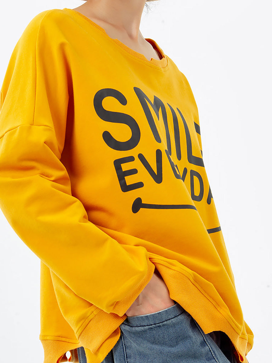 Handgefertigtes bedrucktes Sweatshirt aus 100 % Baumwolle in Übergröße