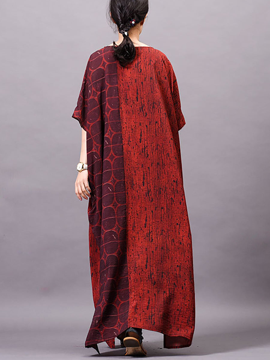 Übergröße Damen Vintage Sommer Print Maxikleid