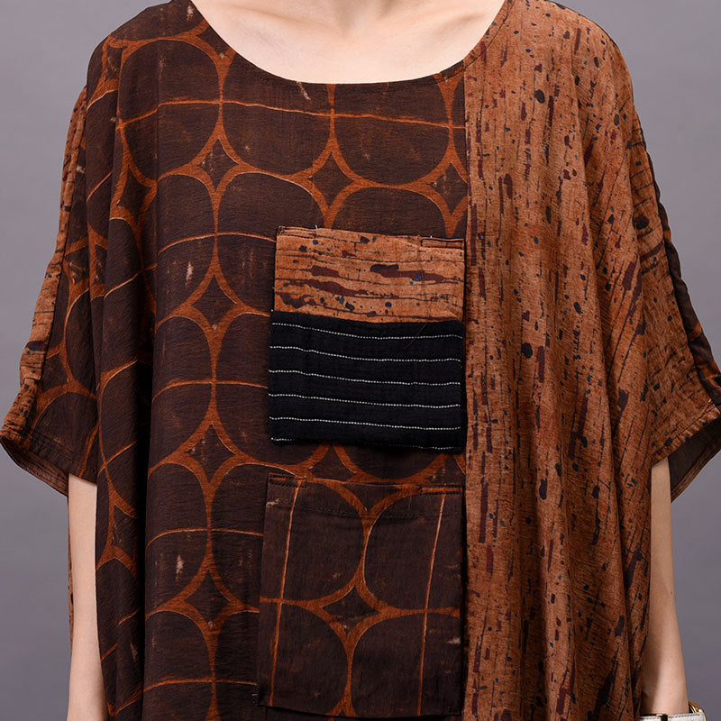 Übergröße Damen Vintage Sommer Print Maxikleid