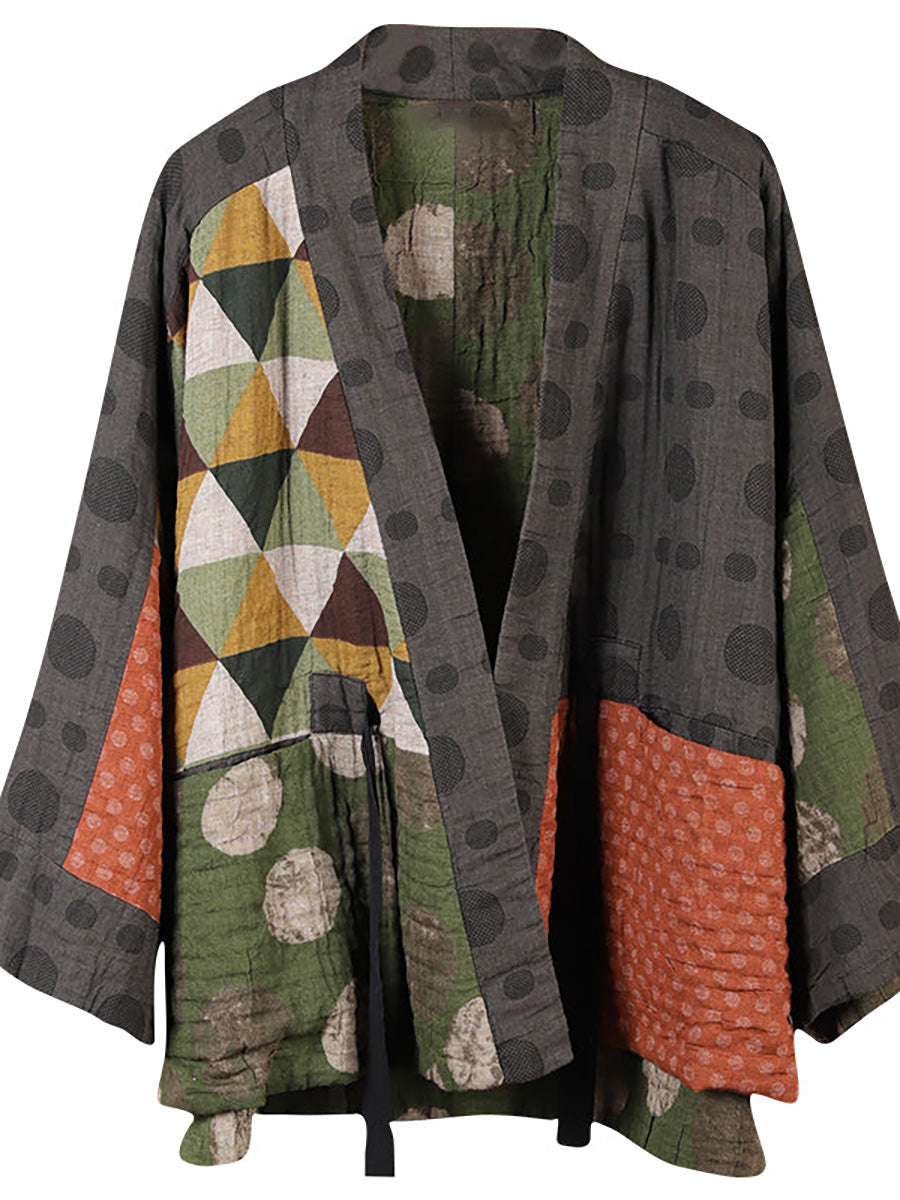 Übergröße Retro-Baumwollmantel mit unregelmäßigem geometrischem Muster