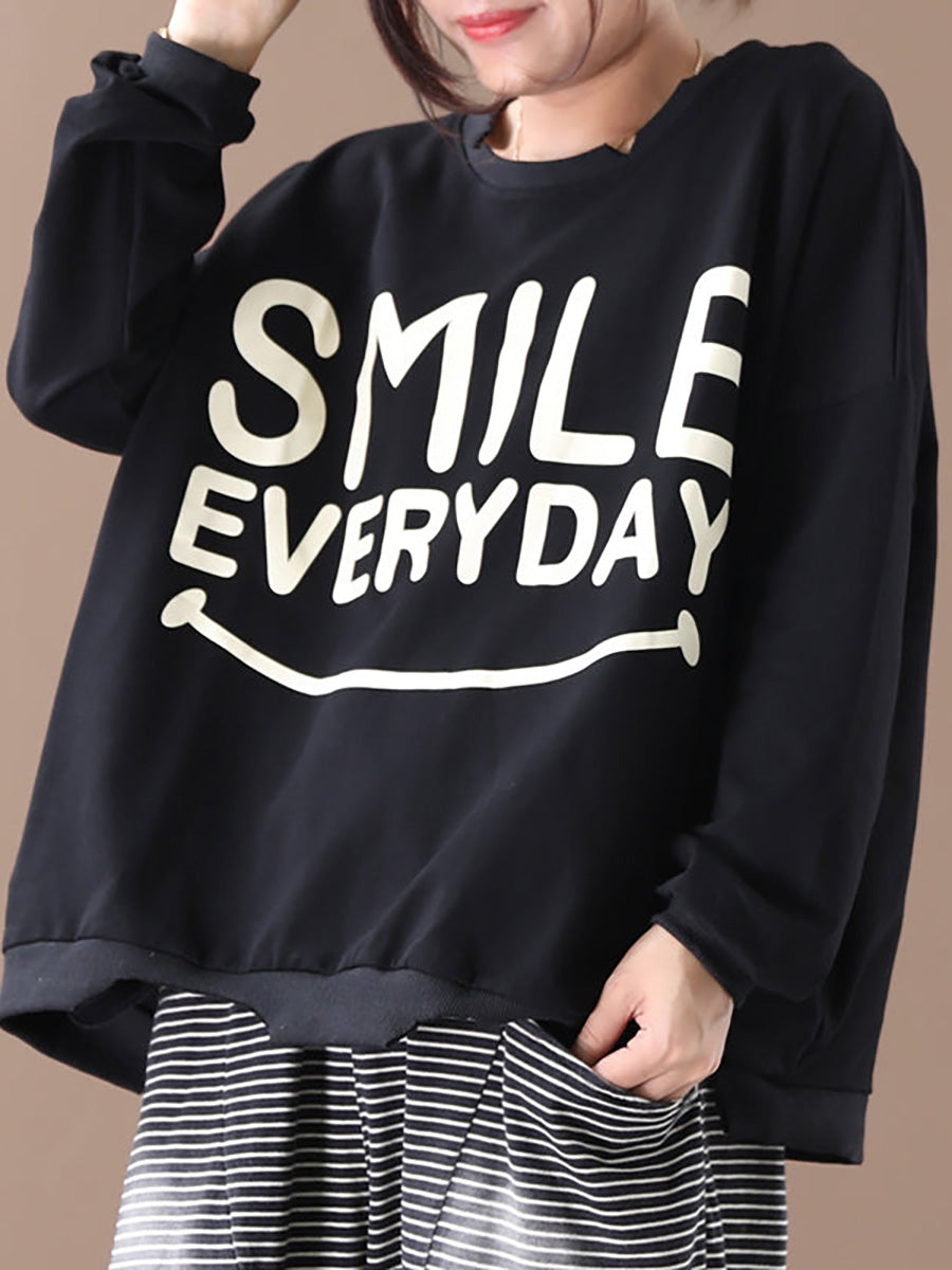 Handgefertigtes bedrucktes Sweatshirt aus 100 % Baumwolle in Übergröße