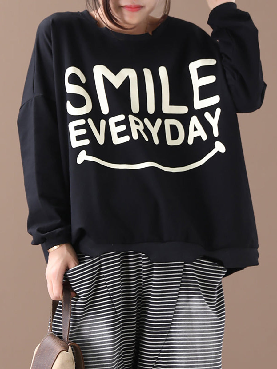 Handgefertigtes bedrucktes Sweatshirt aus 100 % Baumwolle in Übergröße