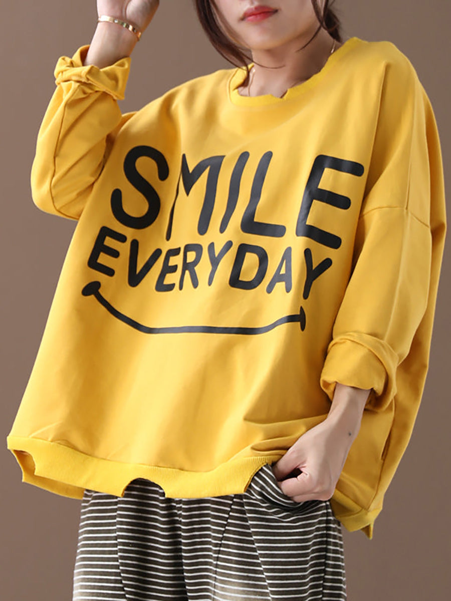 Handgefertigtes bedrucktes Sweatshirt aus 100 % Baumwolle in Übergröße
