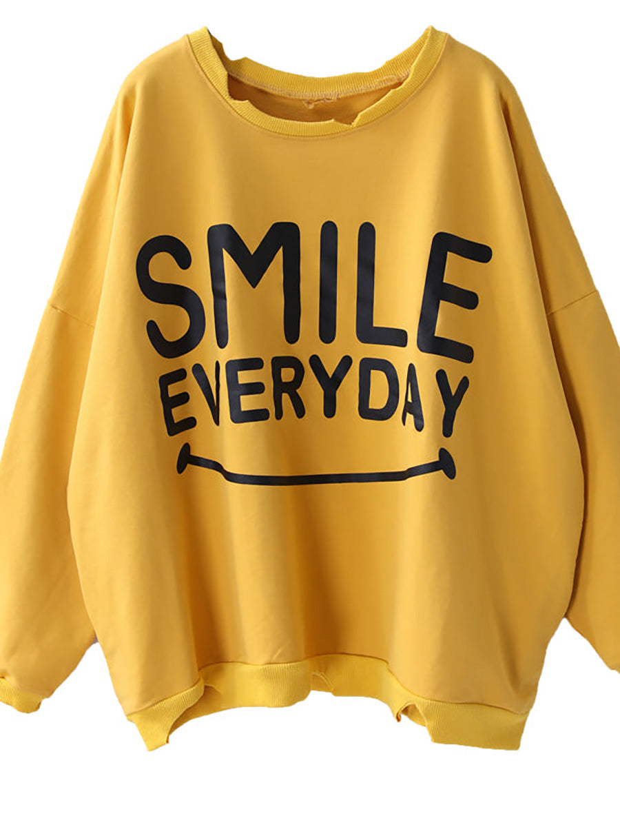 Handgefertigtes bedrucktes Sweatshirt aus 100 % Baumwolle in Übergröße