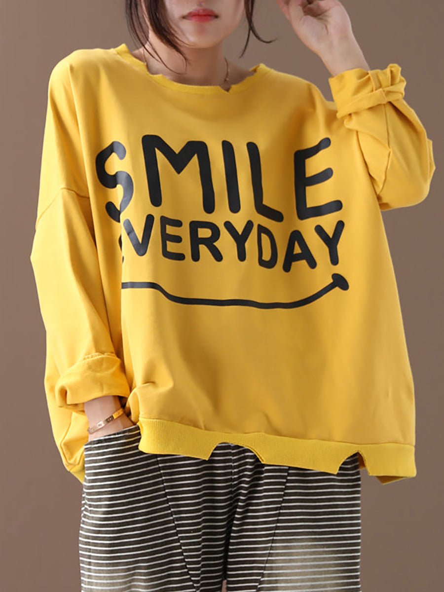 Handgefertigtes bedrucktes Sweatshirt aus 100 % Baumwolle in Übergröße