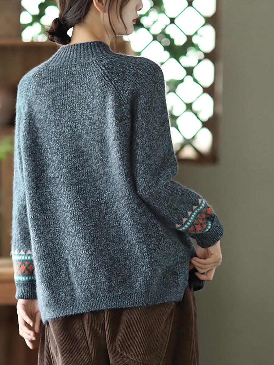 PLUS Größe - Rollkragenpullover aus Strick mit geteiltem Saum und langen Ärmeln