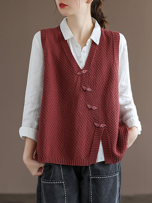 Übergröße Damen Strickweste mit Knopfleiste, Pullover