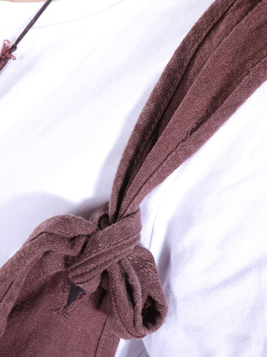 Übergröße Damen Vintage Knoten V-Ausschnitt Ramie Loose Jumpsuits