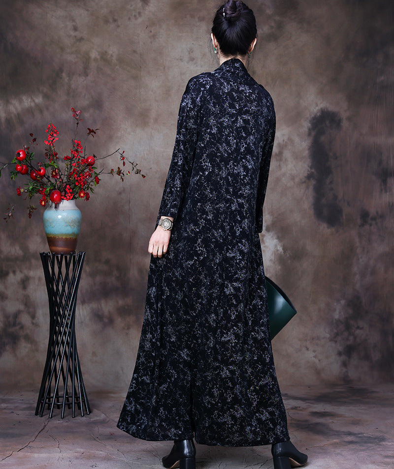 Lockeres Vintage-Kleid mit Blumenmuster und V-Ausschnitt für Damen in Übergröße