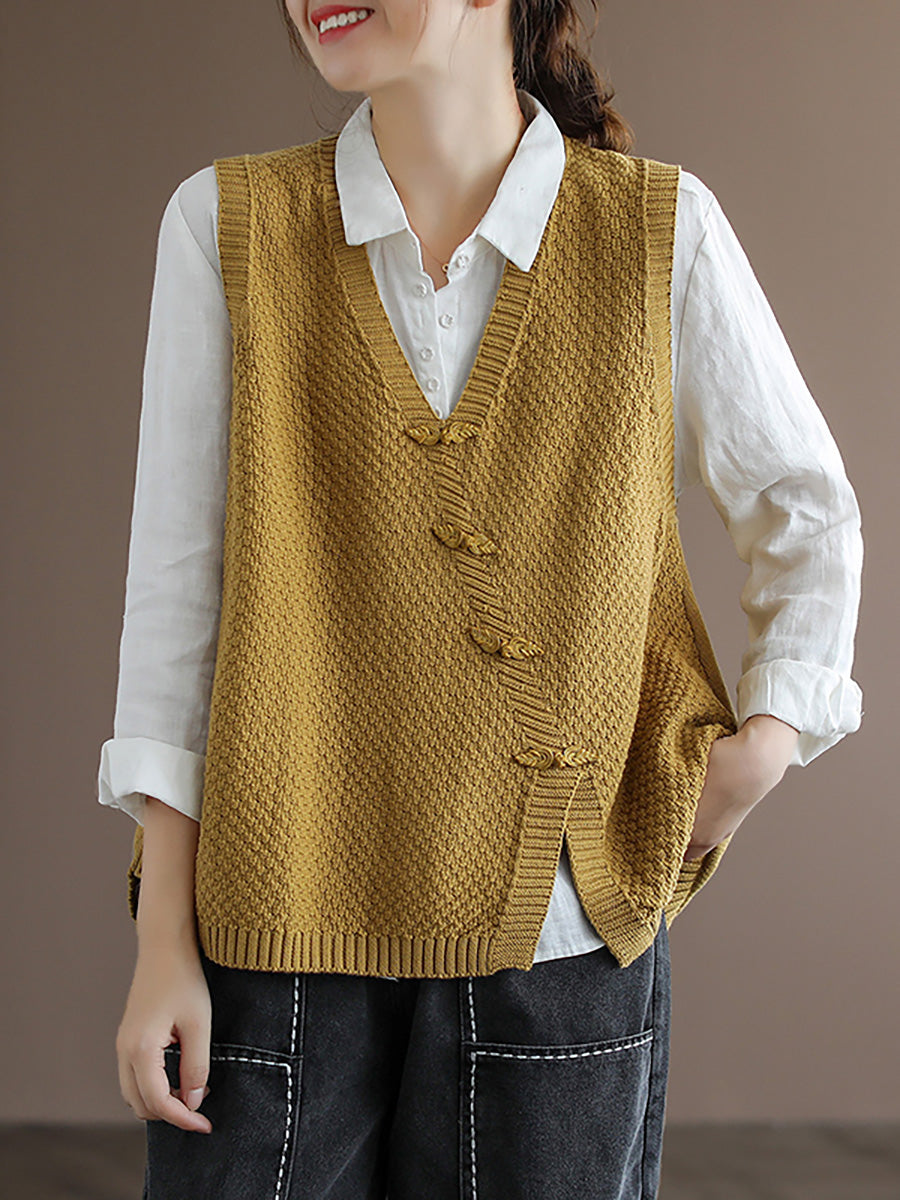 Übergröße Damen Strickweste mit Knopfleiste, Pullover