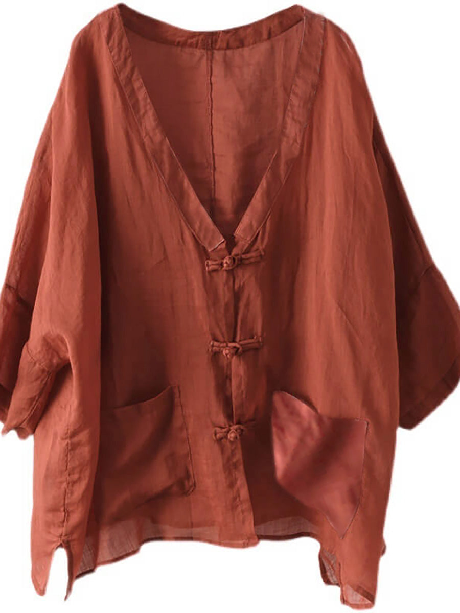 Übergröße - Ramie-Tasche, Vintage-Sonnenschutz-Cardigan-Top
