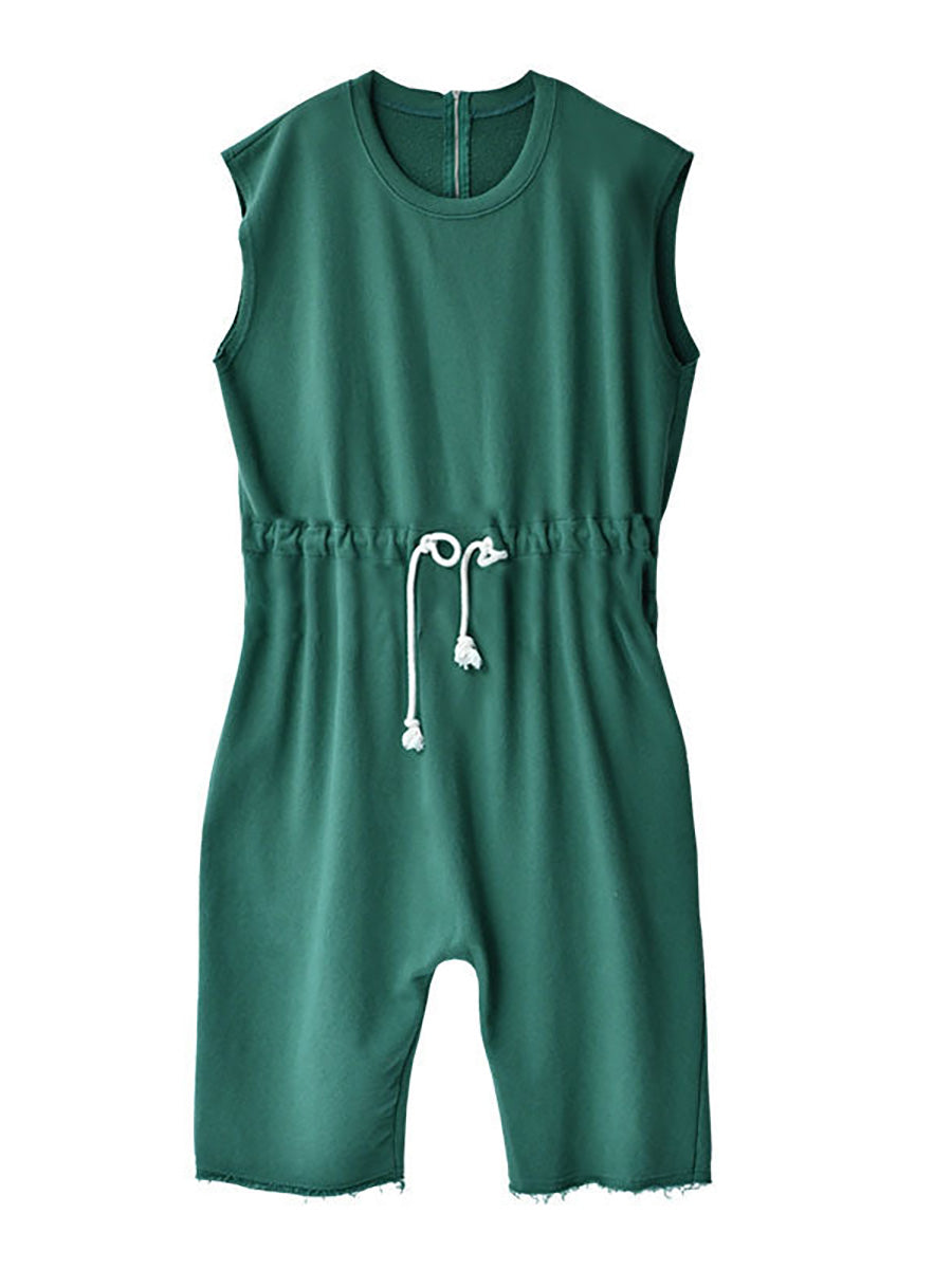 Übergröße – Jumpsuits aus 100 % Baumwolle, einfarbig, mit Kordelzug