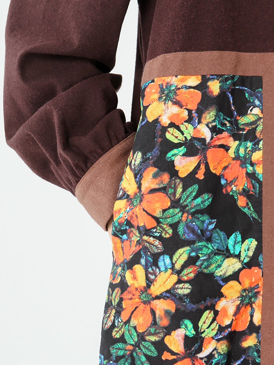 PLUS Größe - Patchwork-Mantel aus Baumwollleinen mit Taschen