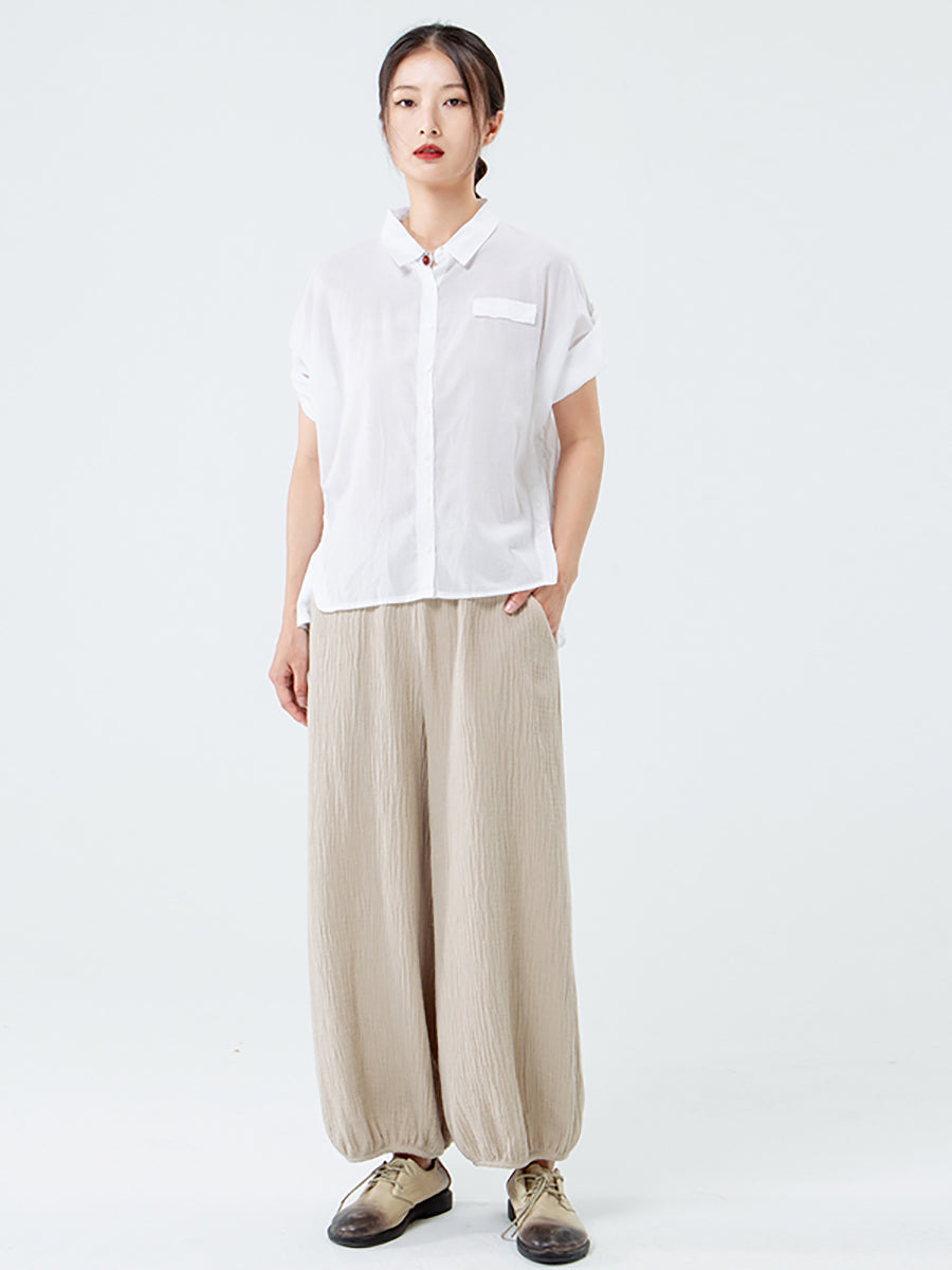 Große Größen: Hose aus Baumwollleinen mit Taschen