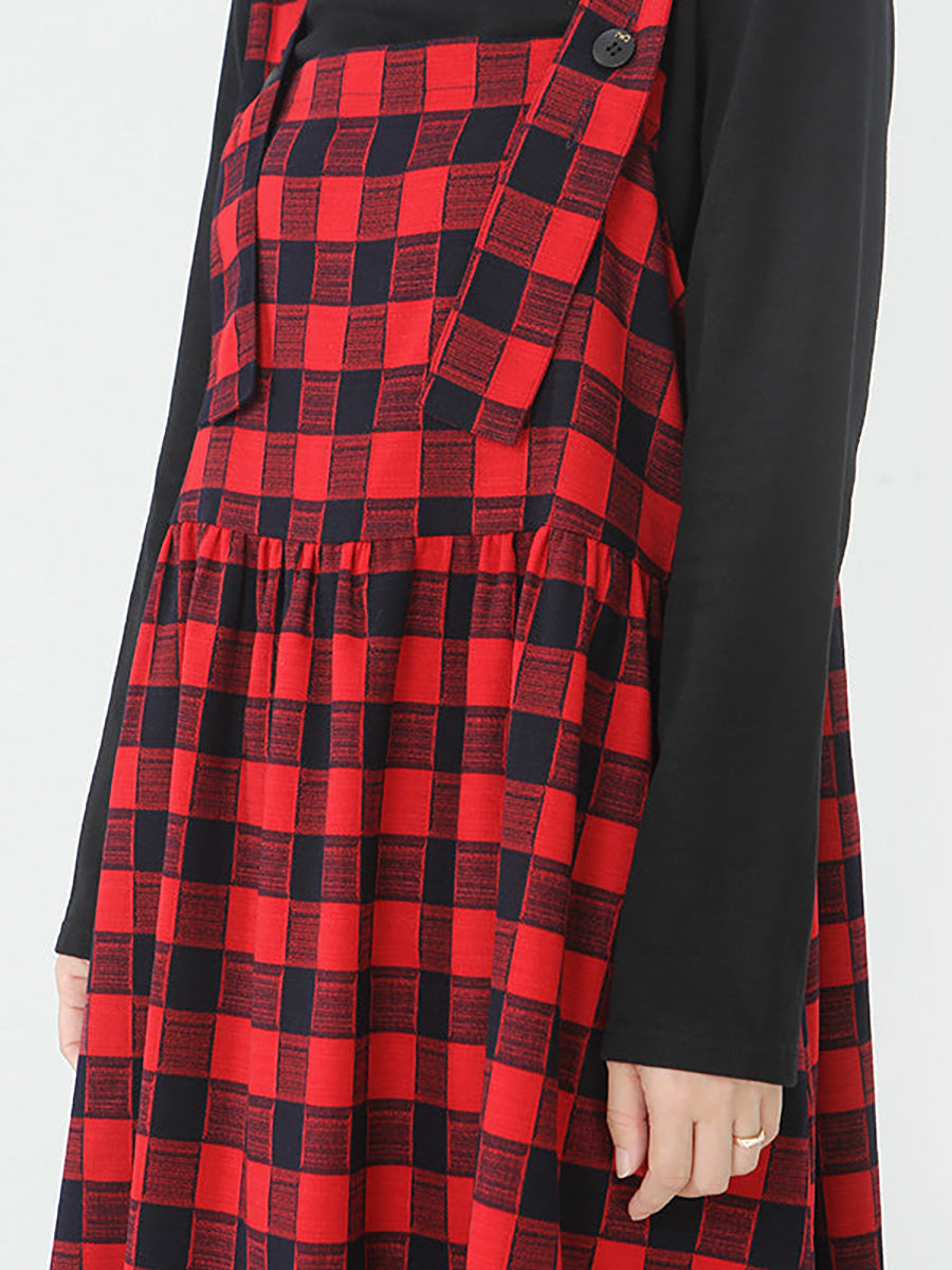 Übergröße - Baumwolltop und kariertes Trägerkleid für Damen