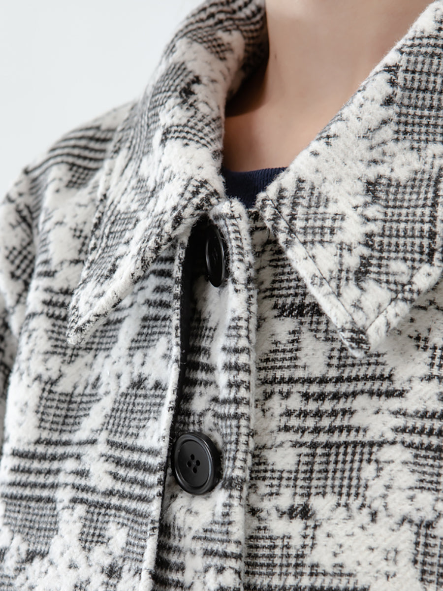 PLUS Größe - Jacquard-Wintermantel mit Taschen für Damen