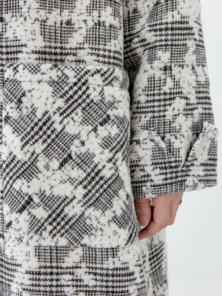 PLUS Größe - Jacquard-Wintermantel mit Taschen für Damen
