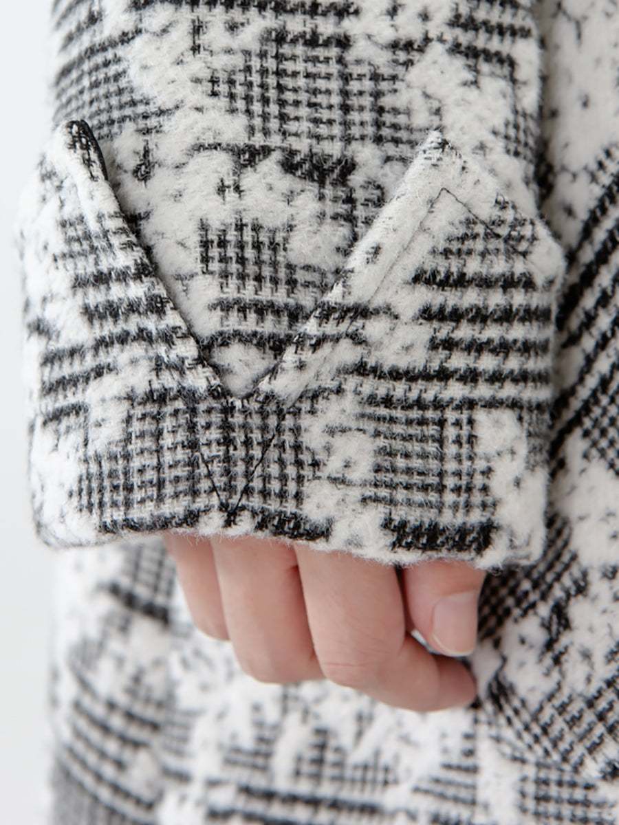 PLUS Größe - Jacquard-Wintermantel mit Taschen für Damen