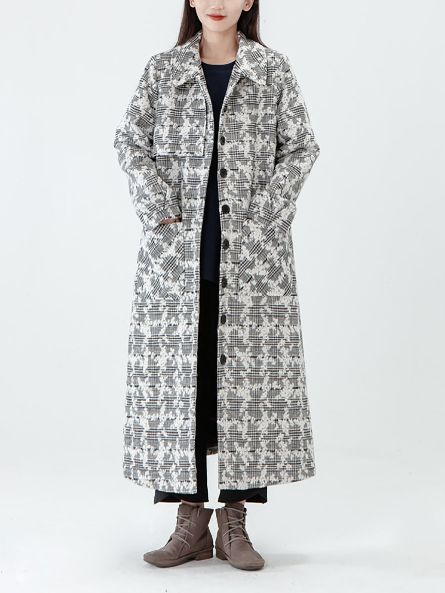 PLUS Größe - Jacquard-Wintermantel mit Taschen für Damen