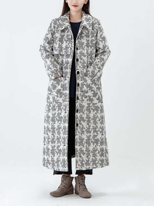 PLUS Größe - Jacquard-Wintermantel mit Taschen für Damen