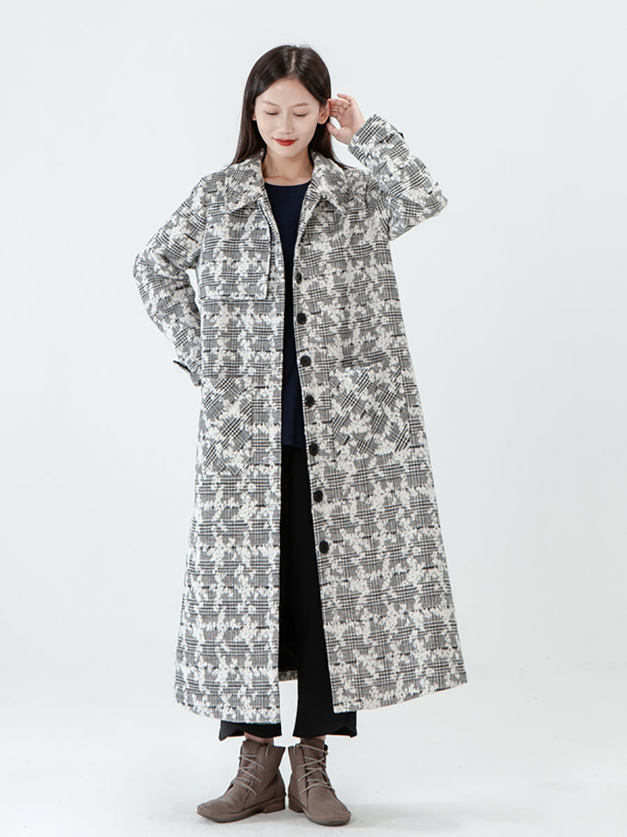 PLUS Größe - Jacquard-Wintermantel mit Taschen für Damen