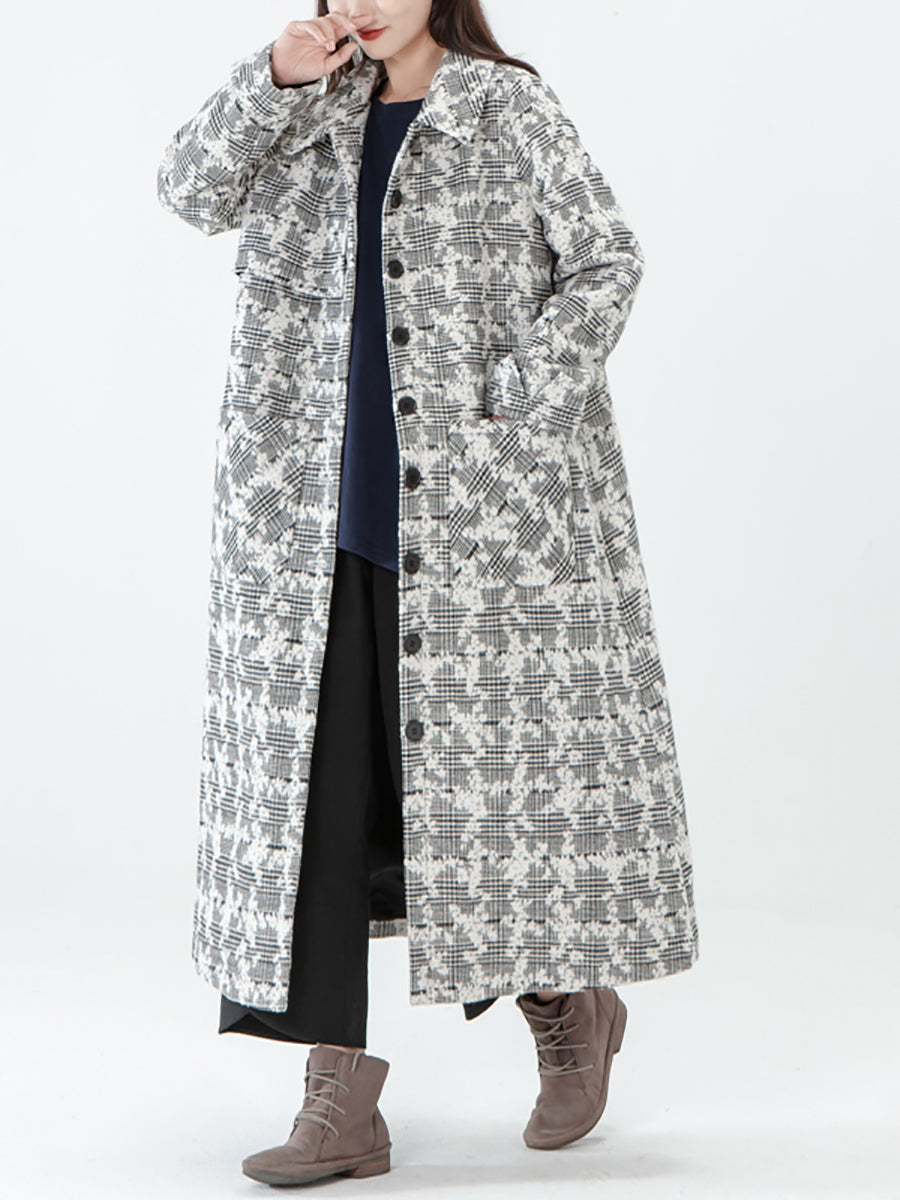 PLUS Größe - Jacquard-Wintermantel mit Taschen für Damen