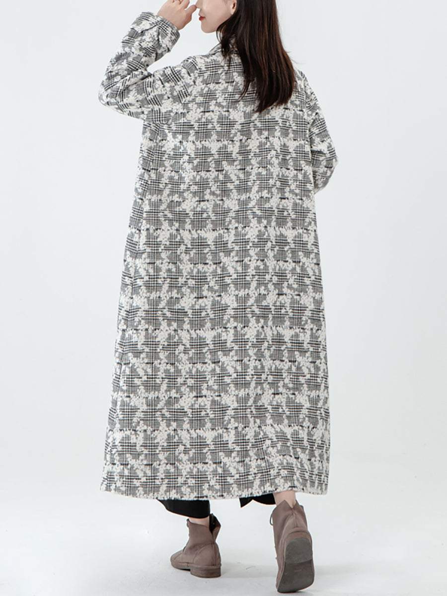 PLUS Größe - Jacquard-Wintermantel mit Taschen für Damen