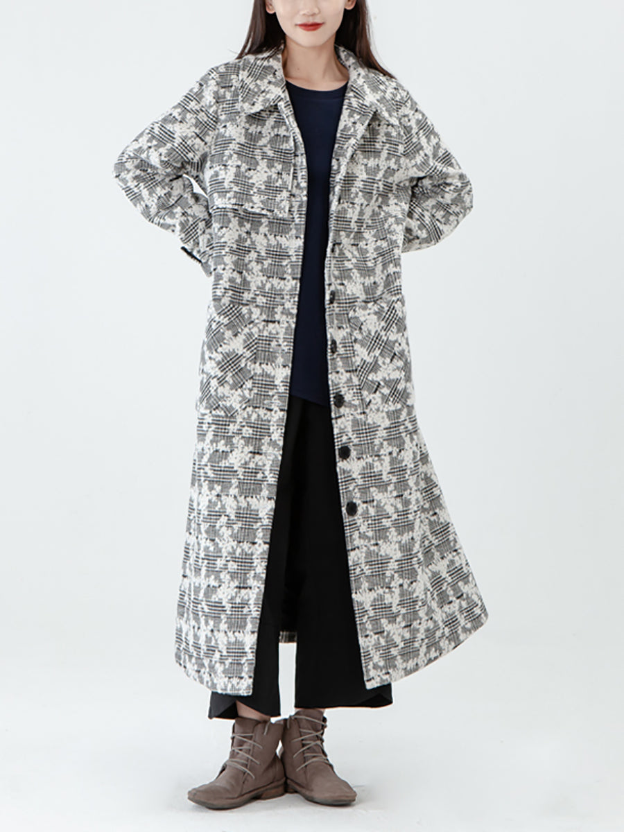 PLUS Größe - Jacquard-Wintermantel mit Taschen für Damen