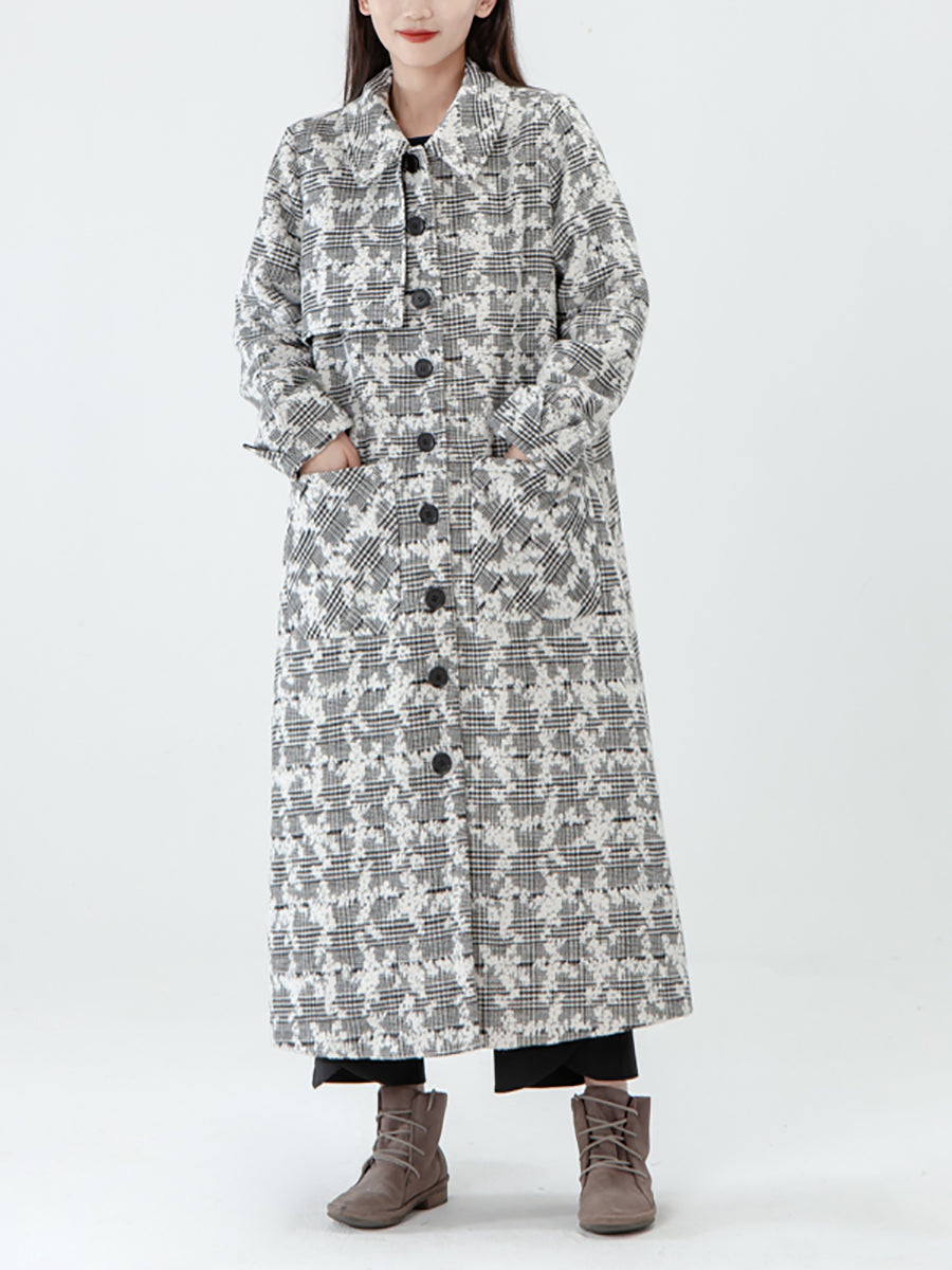 PLUS Größe - Jacquard-Wintermantel mit Taschen für Damen